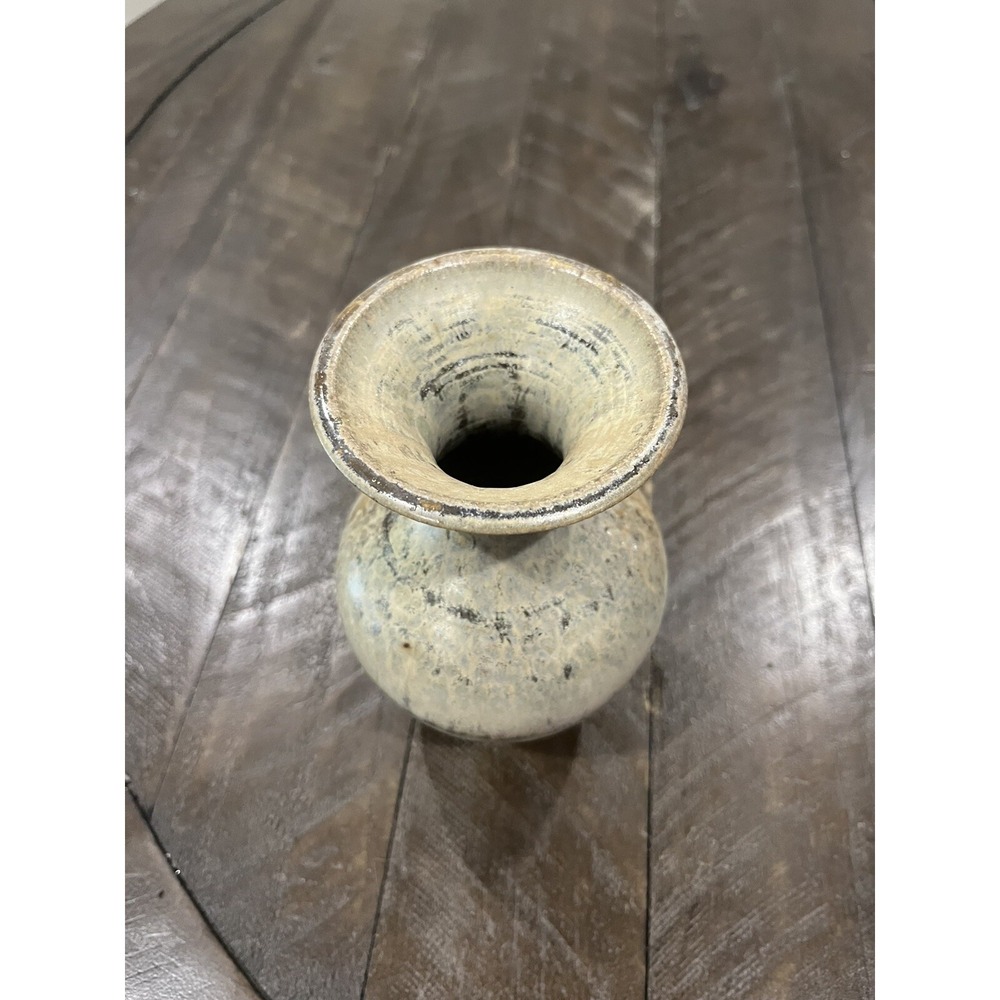 Vtg Dempsey Carpenter Stoneware‎ Fluted Vase Tan Grey Speckled Signed 1992 5.5” - Picture 2 of 8